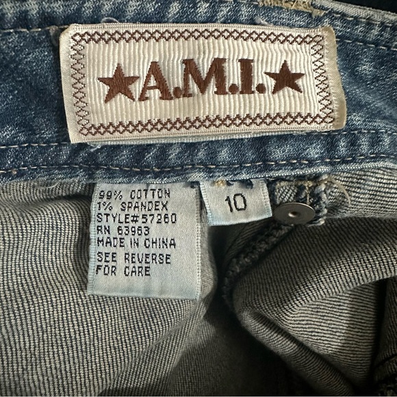 A.M.I. Blue Denim A-Line Mermaid Denim Long Maxi Skirt Western Costal Sz 10 - Picture 10 of 11